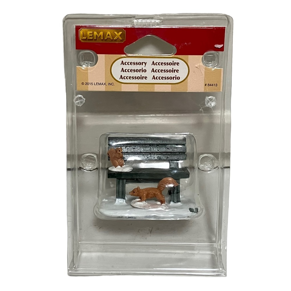 Lemax Winter Park Bench with Squirrels Christmas Village Collection